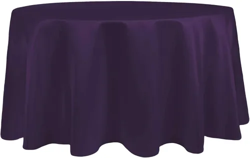 Miniatura 14 de Ultimate Textile Mantel redondo de satén nupcial de 60 pulgadas, se adapta a mesas de menos de 60 pulgadas de diámetro, berenjena morado berenjena