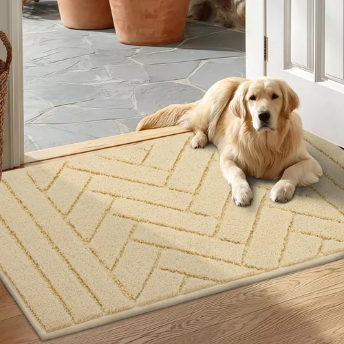Miniatura 19 de Tindbea Tapete para perro para patas fangosas, absorbe la humedad, la suciedad, antideslizante, lavable, tapete de barro para perros, parte trasera
