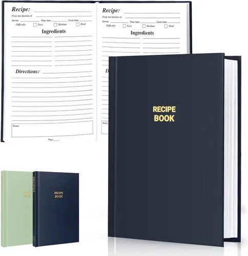 Serrenf Libro en Blanco Perfecto para Recetas - Libro de Recetas para Escribir Tus Propias Recetas, Organiza Tus Recetas - Cubierta Resistente al