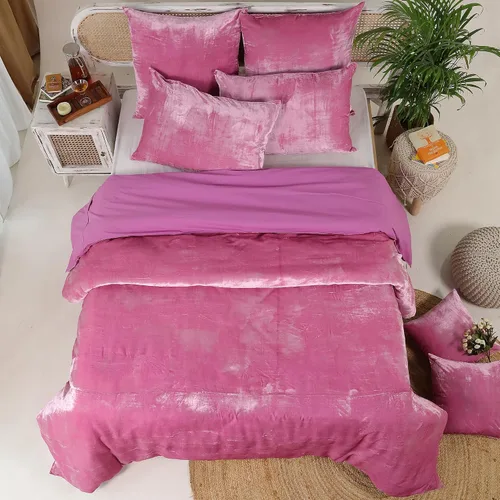 Miniatura 37 de Sophia-Art - Juego de 3 piezas de ropa de cama de terciopelo de rayón ultra lujo, funda de edredón boho de un solo color, funda de colcha