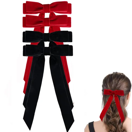 Pinza para el pelo, lazos grandes de terciopelo para niñas de 5 pulgadas, pinzas de cocodrilo, accesorios para mujeres, niñas, niños pequeños, negro