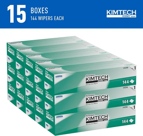 Miniatura 2 de Kimtech 34256CT KIMWIPES - Limpiadores para tareas delicadas, 1 Hoja, 14 7/10 x 16 3/5, Caja con 140 (Cartón con 15 Cajas)