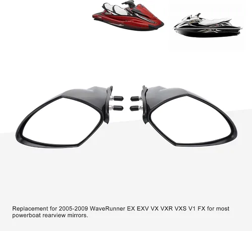 Miniatura 5 de GOOFIT Espejo retrovisor para lancha de motor, un par de repuesto para WaveRunner VX110 VX110 VXR VXS V1 FX Sport Deluxe Cruiser EX Series 2005-2009