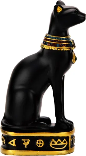 Miniatura 2 de NileCart - Estatua de diosa de gato negro egipcio Bastet, pequeña, 3.5 pulgadas Hecho a mano en Egipto, resina negra, figura coleccionable