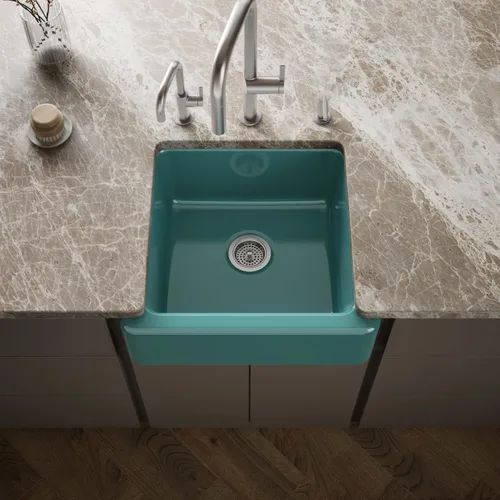 Miniatura 32 de KOHLER Whitehaven® K-6427-42 - Fregadero de cocina empotrado de 35-3/4 pulgadas, autorecortable, Smart Divide, Grande/Mediano con Delantal alto