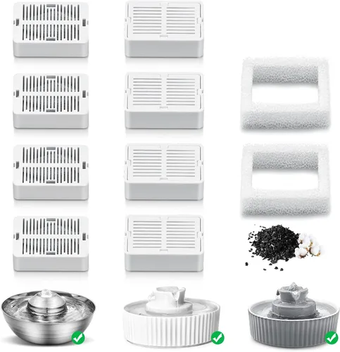 Miniatura 3 de Wave and Cup Cake - Filtro de fuente de porcelana para gatos, 8 filtros de carbono, 2 filtros de espuma, fuente de cerámica, dispensador de agua