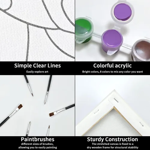 Miniatura 4 de VOCHIC Kit de pintura de lienzo predibujado para adultos para pintura, kit de fiesta, pintura y sorbo, suministros de fiesta, lienzo de 8 x 10