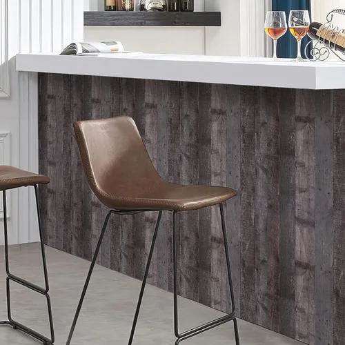 Miniatura 8 de WENMER Papel tapiz de veta de madera rústica marrón gris, 17.71 x 394 pies, despegar y pegar, autoadhesivo, impermeable, fácil de instalar