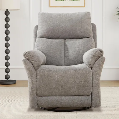 Miniatura 10 de ANJ Silla reclinable giratoria, silla reclinable manual de tela para guardería, sofá mecedora individual, asiento de cine en casa para sala de Azul