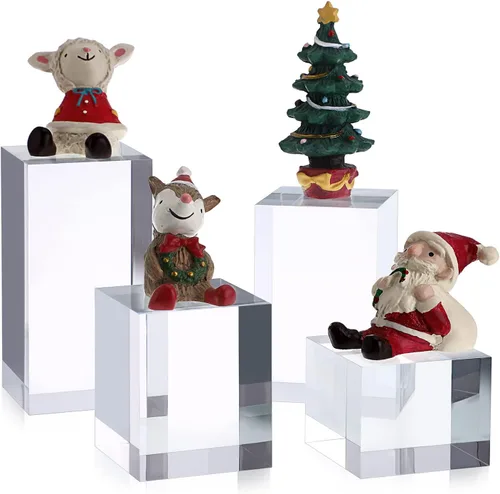 Miniatura 9 de Hipiwe Paquete de 4 elevadores de exhibición de acrílico, soporte de exhibición de figuras cilíndricas transparentes, organizador de perfumes