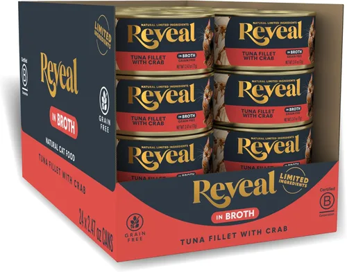Miniatura 15 de Reveal Alimento húmedo natural para gatos, 24 unidades, sin granos, alimento enlatado de ingredientes limitados para gatos, atún con algas marinas