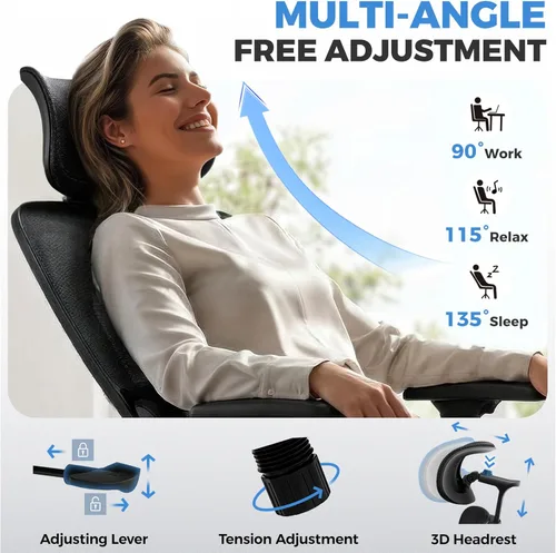 Miniatura 9 de Ergonomic Office Desk Chair, Breathable Mesh Office Chair with Lumbar Support, Computer Desk Chairs Comfy for Home Office, Work, Study, 300LBS