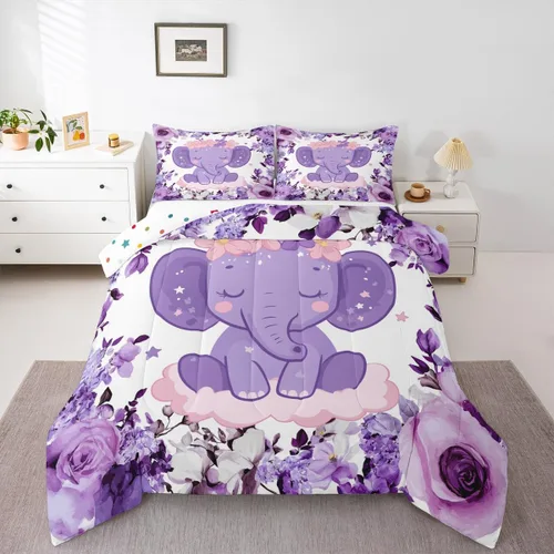 Miniatura 32 de Erosebridal Lindo juego de edredón con diseño de gatos, ropa de cama con temática de animales, edredón y juegos de ropa de cama de flores coloridas