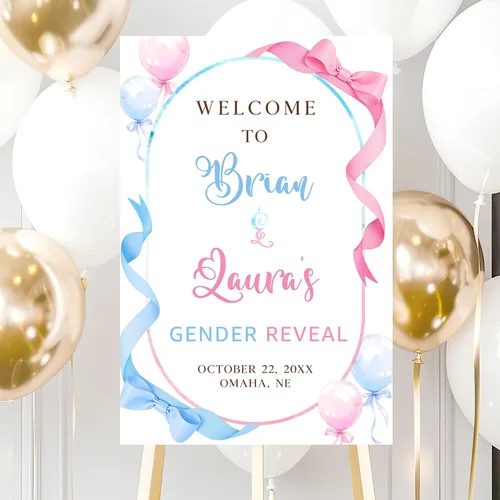 Miniatura 24 de Letrero de bienvenida personalizado de revelación de género con soporte, letrero de revelación de género para niño o niña, letreros de revelación