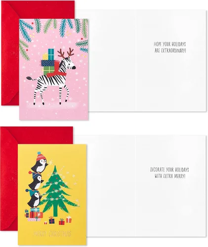 Miniatura 4 de Hallmark - Tarjetas de Navidad (6 tarjetas con sobres) Papá Noel conduciendo un auto rojo