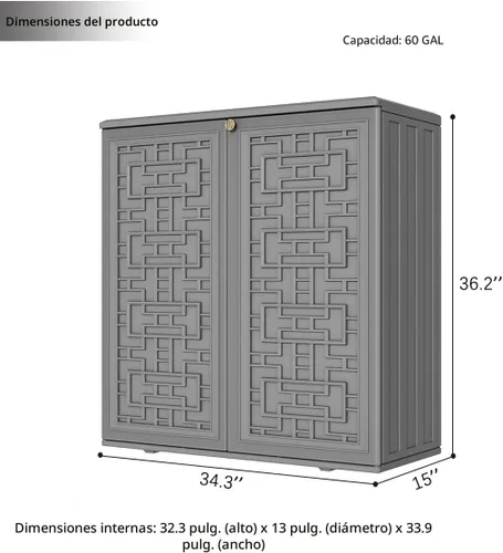 Miniatura 3 de KINYING Armario de almacenamiento para exteriores, impermeable, caja de cubierta de resina de 62 galones para cojines de muebles de patio, Gris