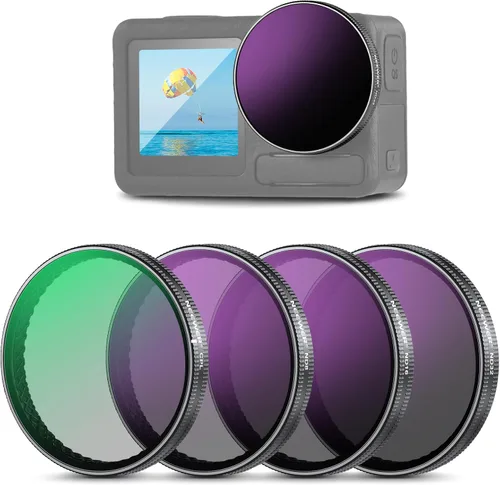 Miniatura 17 de NEEWER Filtro ND variable compatible con DJI Osmo Action 5 Pro/4/3, ND2-32 1-5 Paradas a presión Multicoated HD Vidrio óptico de densidad neutra