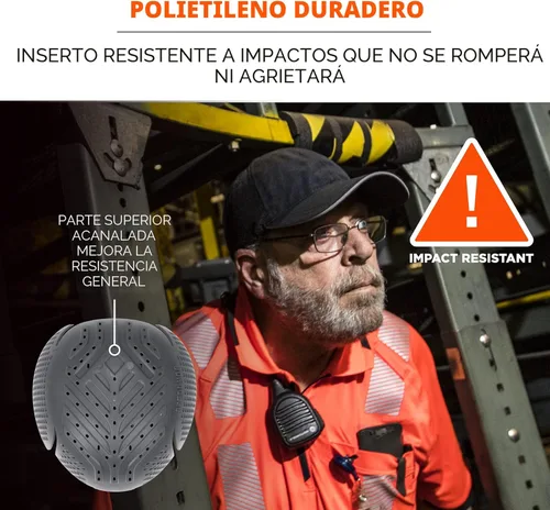 Miniatura 4 de Inserto universal de tapa de parachoques Ergodyne Skullerz 8945F(x) con ventilación extra, se ajusta a cualquier gorra de béisbol, carbón