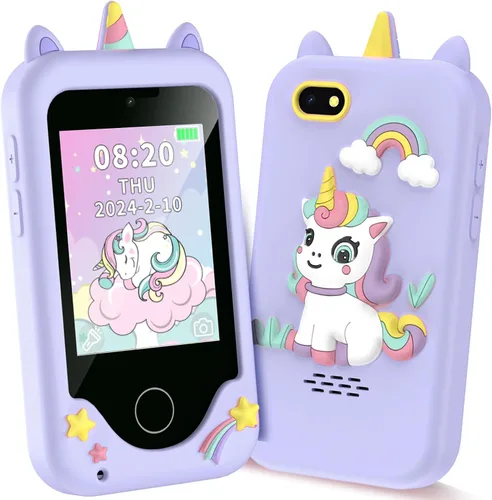 Miniatura 12 de Teléfono infantil para niños, regalos de cumpleaños de Navidad para niños y niñas de 3 a 10 años, teléfono celular, pantalla táctil de 2.8 pulgadas