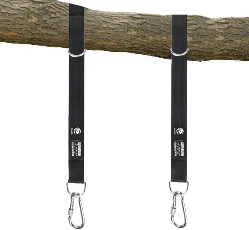 Miniatura 2 de Correa colgante para columpio de árbol, kit de accesorios de suspensión para exteriores, soporta 2200 libras con mosquetones de acero inoxidable