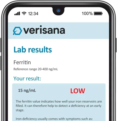 Miniatura 2 de Prueba de hierro para mujeres – Determine su valor de ferritina y una posible deficiencia de hierro – Fácil y conveniente desde casa por laboratorio