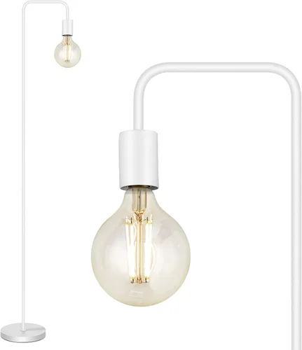 Lámpara de pie BoostArea, lámpara de pie industrial blanca, lámpara de pie de 63 pulgadas, enchufe E26, interruptor de encendido/apagado para pie,