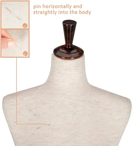Miniatura 5 de Bonnlo Forma de vestido femenino mejorada, cuerpo torso de maniquí con soporte de madera de caucho ajustable para exhibición de vestidos y joyas