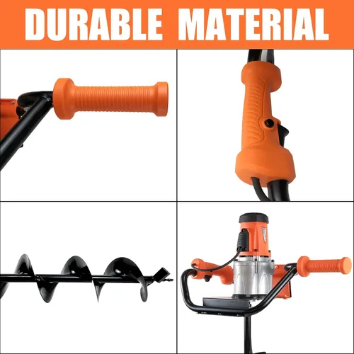 Miniatura 5 de Excavadora eléctrica de 1500 W, taladro de tierra de broca de 6 pulgadas y 4 pulgadas, ideal para excavación de agujeros de postes, perforación