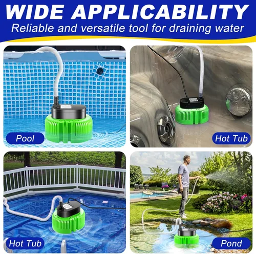 Miniatura 7 de Bomba de cubierta de piscina sobre el suelo, bomba de sumidero sumergible para natación, bombas de sumidero para drenaje de piscina con manguera