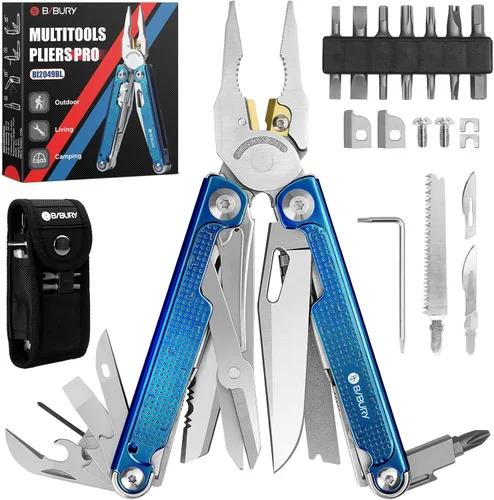 Miniatura 9 de BIBURY Multitools - Alicates Pro BI2049, alicates plegables multiherramienta con hoja de sierra grande, cortadores de alambre, multiherramienta