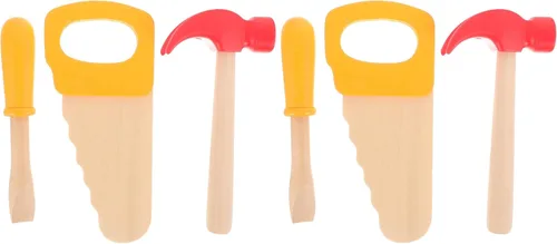 Miniatura 10 de jojofuny 1 juego de martillo de madera, herramienta de simulación de simulación, martillo de juguete para niños, herramienta de madera para niños