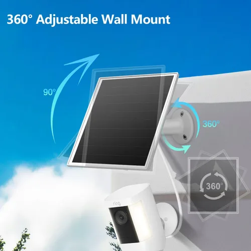 Miniatura 4 de Panel Solar de 6W para Cámara Ring, Cargador Solar Compatible con Ring Spotlight/Stick Up Cam Battery/Plus/Pro, Cargador Solar Impermeable con USB-C