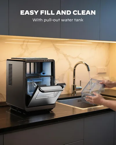 Miniatura 6 de Silonn Crescent - Máquina de hielo para encimera, fusión lenta y hielo cristalino, máquina de hielo autolimpiante con grosor de hielo ajustable