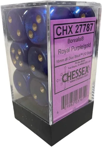 Miniatura 6 de Chessex Borealis 27786 - Bloque de dados luminarios d6 de 0.630 in / azul cielo/blanco (12 dados)