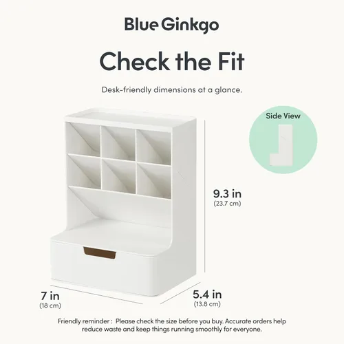Miniatura 3 de BLUE GINKGO Organizador de escritorio Hive - Organizador vertical de 6 compartimentos, almacenamiento de cajón completo - Porta bolígrafos que Blanco