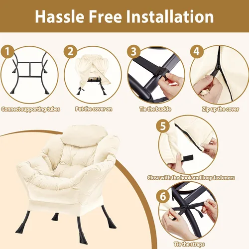 Miniatura 7 de Youtanic - Silla de Tela de Terciopelo Grueso y Acolchado, Cómoda Silla de Estar Contemporánea con Marco Estable, Sillón de Sofá de Ocio