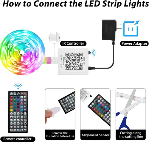 Miniatura 3 de GANZQH - Luces LED para habitación de 50 pies, tira de luces LED RGB que cambian de color para interiores, tira de luces LED con sincronización