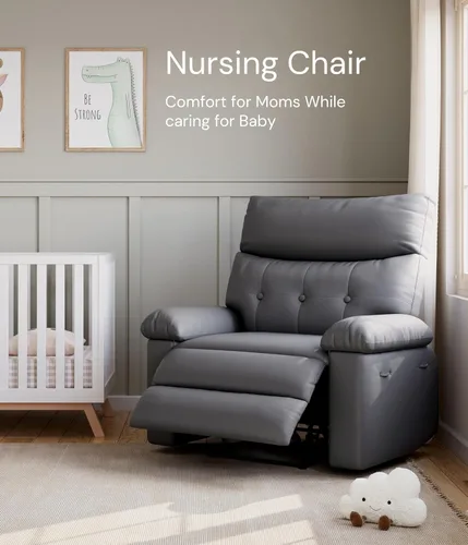 Miniatura 7 de GarveeHome Silla reclinable extra grande - Silla reclinable manual de piel sintética PU para adultos, silla perezosa con brazo y respaldo de esponja