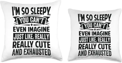 Miniatura 3 de Funny Quotes - Fun Sayings - Memes And Jokes I'm So Sleepy, You Can't Even Imagine-Cute and Exhausted, almohada de 16 x 16 pulgadas, multicolor