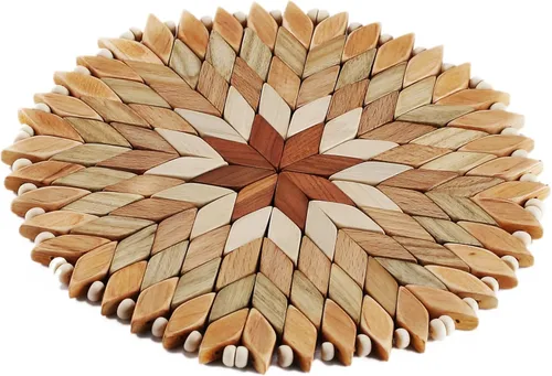 Miniatura 5 de Ukraine - Juego de 2 salvamanteles grandes de madera hechos a mano para platos calientes, diámetro de 9 y 7 pulgadas, posavasos grandes