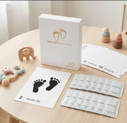 Miniatura 9 de Tarjetas de hitos sin tinta para bebé, kit de fundición a mano, kit de huellas de manos y huellas de tinta para perros o gatos, kit de huellas