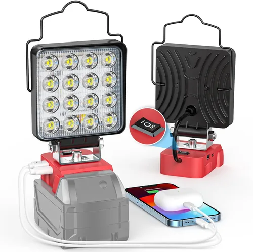 Miniatura 12 de Ecarke Luz de trabajo LED compatible con batería Milwaukee18V, luces de trabajo inalámbricas de 128 W, 12800 lm de luz de batería de linterna