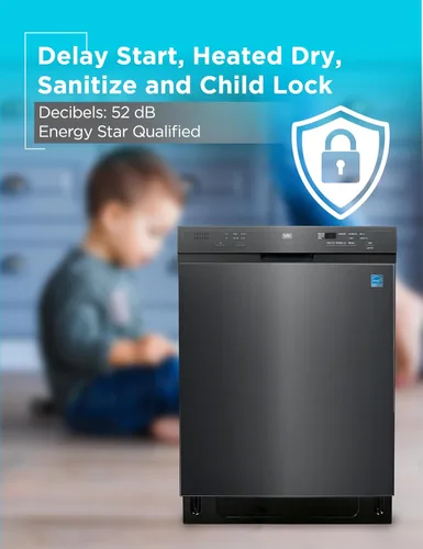 Miniatura 7 de BLACK+DECKER Lavavajillas empotrado de 24 pulgadas, capacidad para 12 cubiertos con tina de acero inoxidable, lavavajillas con 6 programas