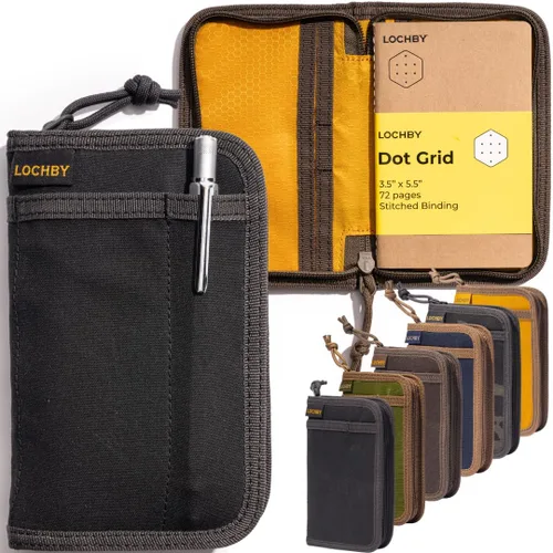 Miniatura 10 de LOCHBY® Carpeta Field A5 Cubierta de carpeta de 6 anillas Lona encerada resistente al agua Diseño plano Sistema A5 apto para recargar
