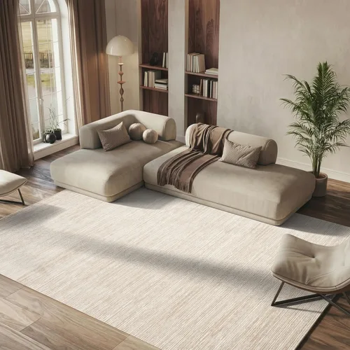SAFAVIEH Vision Collection VSN606F - Tapete de 6 pies x 9 pies, crema, moderno, ombré, no desprende pelo, fácil cuidado, para zonas de alto tráfico
