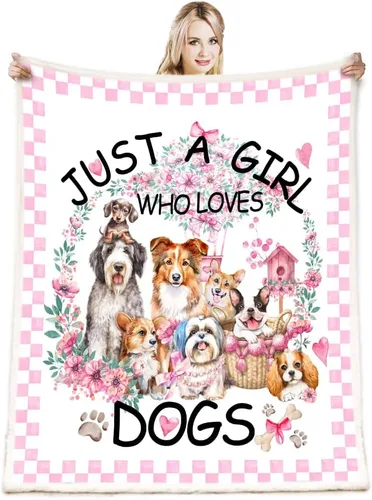 Manta para Perros Cachorro Felpa Regalo para Niñas Mujeres Niños Perros Animales Amante Mantas Cómodas Ligeras Lindos Cachorros Mascota Sábana Suave