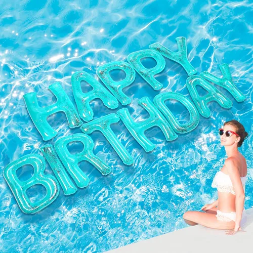 Miniatura 14 de Shappy Globos flotantes grandes de letras flotantes de 20 pulgadas con puntos adhesivos, decoraciones inflables de piscina para fiesta de cumpleaños