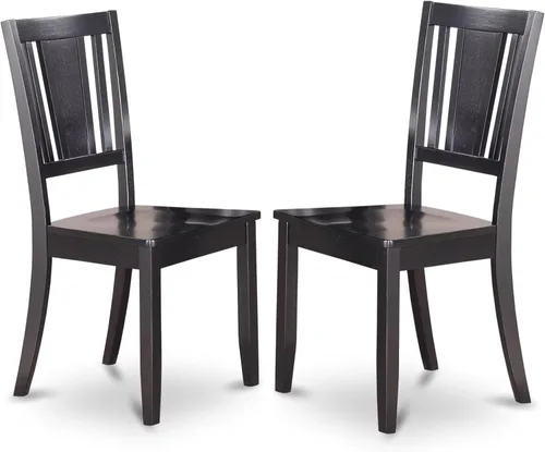 East West Furniture DUC-BLK-LC Dudley - Sillas de comedor tapizadas de piel sintética, juego de 2, color negro
