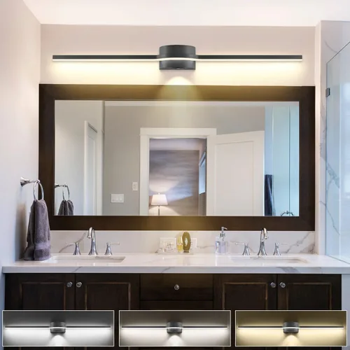 Miniatura 6 de SOLFART BK-3C - Luces LED de tocador para baño, lámparas de baño negras, 3 colores de temperatura regulable de 48 pulgadas