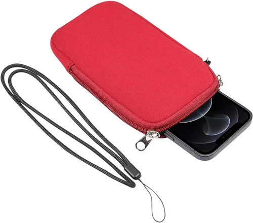 Miniatura 5 de Funda de neopreno para teléfono con cordón para el cuello para Samsung Galaxy S23 Ultra S22 Ultra A03S A23 A32 5G A13 A14 Note 20 Ultra, Moto G Rojo